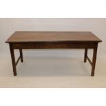 18th / 19th century Continental chestnut farmhouse table with plank top on square supports and end