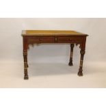 19th century gothic painted writing desk with leather inset top on faceted supports