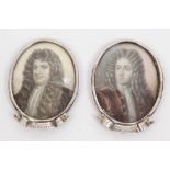 After Godfrey Kneller (1646 - 1723), pair of watercolours on ivory - portrait of Charles Talbot,