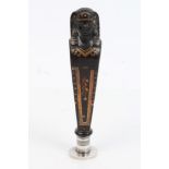 Unusual Regency seal with moulded tortoiseshell handle in the form of an Egyptian Pharaoh's bust