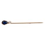 Sapphire and diamond stick pin,