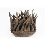 Late 19th / early 20th century African tribal headdress / mask with leather tentacles and wooden