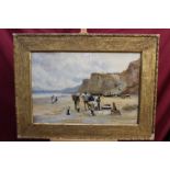 Robert Finlay McIntyre, Victorian watercolour - fisherfolk on the shore, signed,