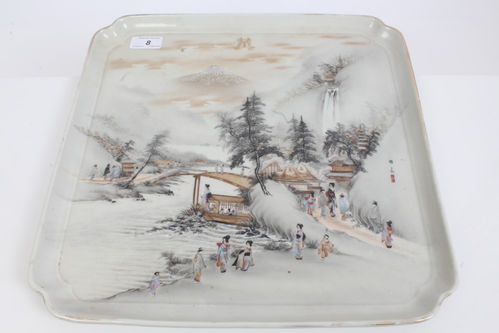 Early 20th century Japanese porcelain tray of square form,