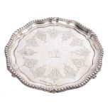 Victorian silver waiter of octagonal form,