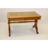 Fine 19th century birds eye maple writing desk in the manner of Gillows,
