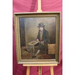 Victorian English School oil on canvas - The Chair Mender, inscribed verso, in gilt frame,