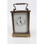 Early 20th century carriage clock with French eight day timepiece movement and cylinder escapement,