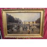 19th century Continental School oil on canvas - Rotterdam Fish Market, indistinctly signed,