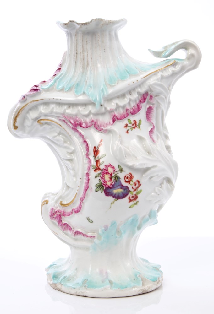 Unusual 18th century Derby rococo scroll moulded vase, circa 1756 - 1758, - Image 2 of 2