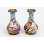 Pair late 19th century Viennese enamel vases of squat form,