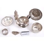 Selection of miscellaneous silver and white metal - including George IV lobed cream jug,