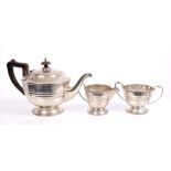 1930s silver three piece tea set - comprising teapot of cauldron form,