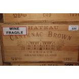 Twelve bottles - Chateau Cantenac Brown Margaux Grand Cru Classe 1996,