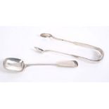 Pair early 19th century Scottish provincial silver sugar tongs (Aberdeen, circa 1820),