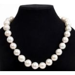 South Sea cultured pearl necklace with a string of cultured pearls measuring 15.3mm - 13.