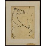 *Robert Colquhoun (1914 - 1962), pen and ink study - horse and figure, in glazed frame, 35cm x 24cm.