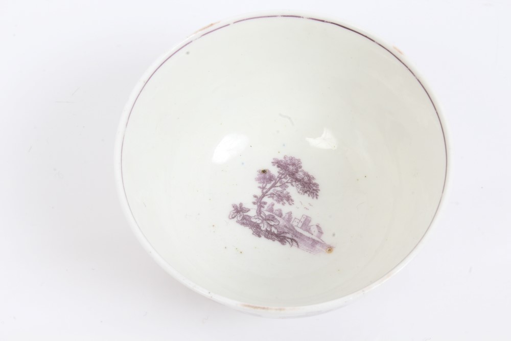 18th century Worcester Hancock purple printed tea bowl and saucer, circa 1765, - Image 5 of 6