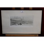 William Walcot (1874 - 1943), signed black and white etching - Bull-Fight: Seville, label verso,