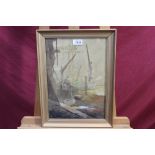 George Ayling (1887 - 1960), watercolour - shipping on the Thames, signed, in glazed gilt frame,