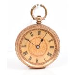 Late 19th century ladies' gold (18k) cased fob watch with key-wind movement,