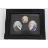 English School (circa 1770), watercolour on ivory - three portraits of Gentlemen,