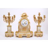 Fine quality early 19th century French mantel clock garniture with eight day movement,