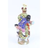 Late 19th century German porcelain scent flask decorated with romantic figures picking fruit - with