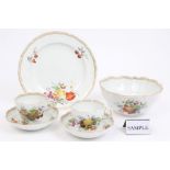 Collection of 19th century outside painted Meissen teaware with polychrome painted fruit and