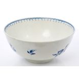 18th century Worcester blue and white bowl, circa 1775,