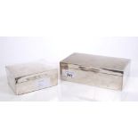 Contemporary silver cigarette box of rectangular form with cedar-lined and hinged cover with