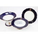 Mid-19th century French porcelain dessert service with gilt SD monograms on gilt and blue borders -