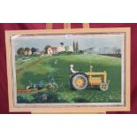 Kenneth Rowntree (1915 - 1997), School print - Tractor Ploughing, in glazed frame, 48.