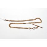 Early 20th century rose gold (9ct) curb link watch chain, each link hallmarked,