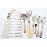 Selection of Georgian and later miscellaneous silver flatware - including set of six individual