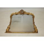 19th century carved giltwood rococo overmantel mirror,