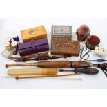 Quantity of 19th century / early 20th century needlework and sewing accessories including knitting