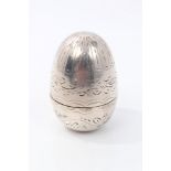 Georgian silver nutmeg grater in the form of a two part egg,