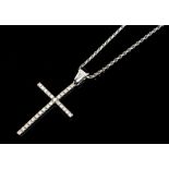 White gold and diamond set cross pendant with twenty-six brilliant cut diamonds estimated to weigh