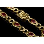 Gold (18ct) and ruby bracelet,