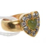 Victorian chrysoprase and diamond heart-shape ring,