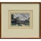 Thomas Churchyard (1798 - 1865), watercolour - Suffolk landscape with church, in glazed gilt frame,