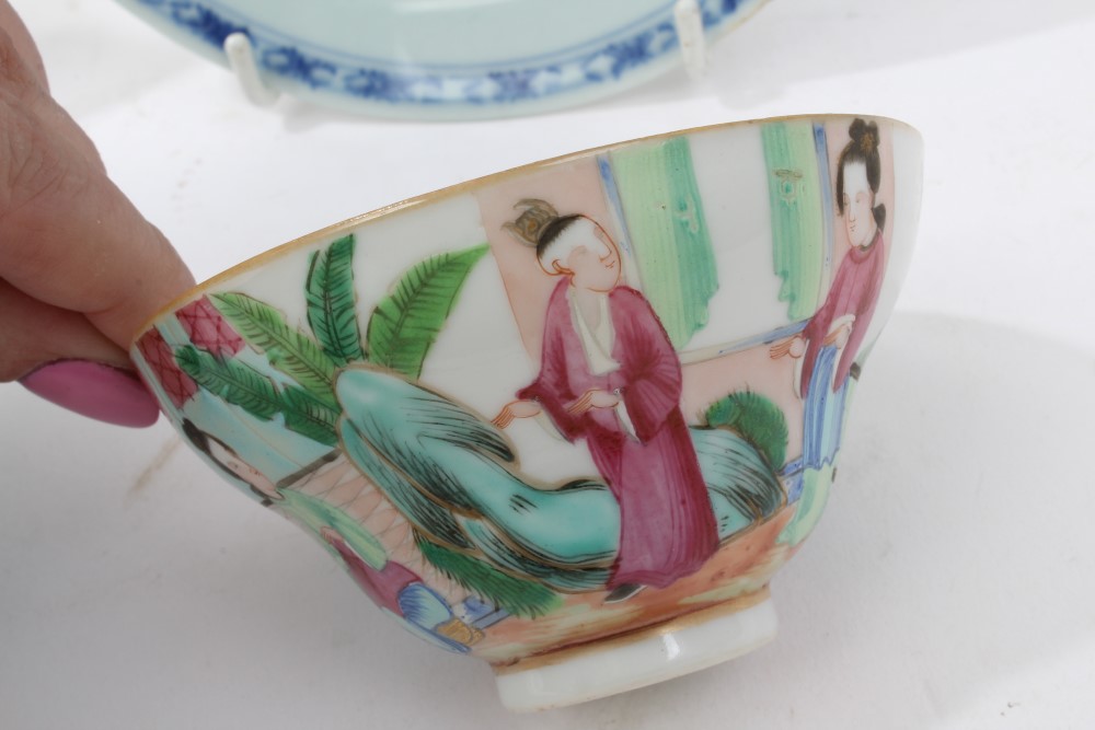 Early 20th century Chinese porcelain bowl with green painted dragons chasing pearls - Xuantong six - Image 6 of 7