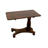 William IV rosewood reading table, the rounded rectangular top with beaded edge,