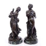 Pair of late 19th / early 20th century Continental bronze figures depicting Bacchus and Ariadne,