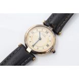 Ladies' Must de Cartier Quartz wristwatch in plated case with blue cabochon set winder,