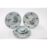 The Nanking Cargo - pair 18th century Chinese export blue and white plates with landscape and