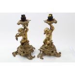 Pair of 19th century Continental ormolu lamp bases,