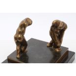 English School, mid-20th century bronze sculpture of two figures,