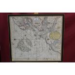 Early 18th century hand-coloured engraved sea chart, by Gerard Van Keulen, circa 1734 - Harwich,